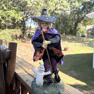 VTG Clothtique Halloween Witch 13” Fabric Mache Figurine